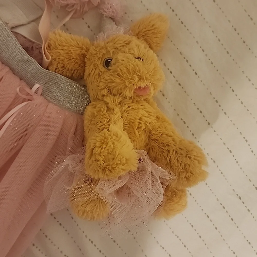 Pink skirt with matching teddy bear and head band size 3-4 T - Picture 3 of 4